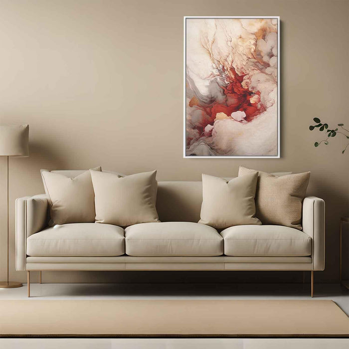 Beige and Ruby Abstract Swirls Print - Canvas Art Print by Kanvah