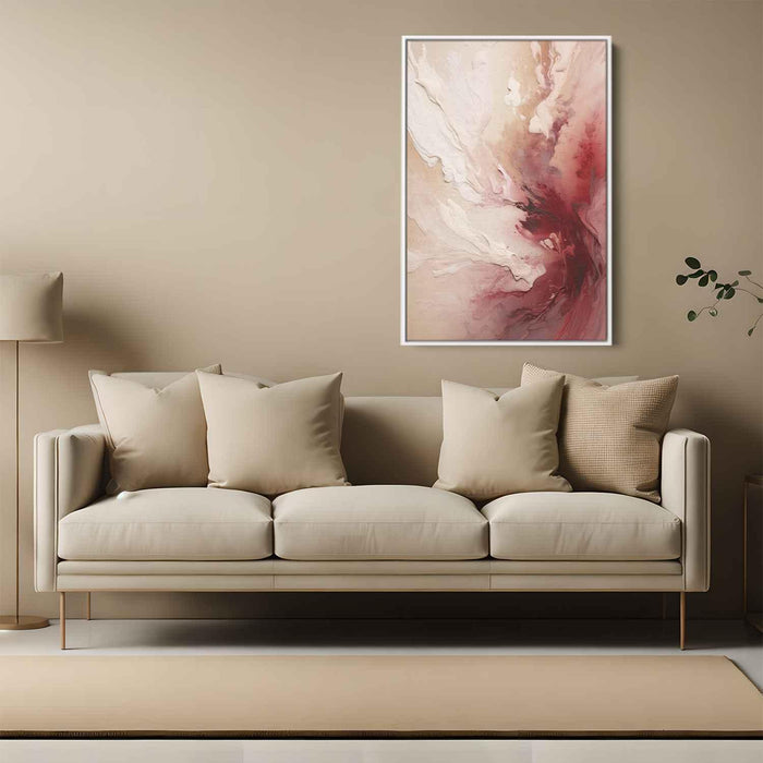 Beige and Ruby Abstract Swirls Print - Canvas Art Print by Kanvah