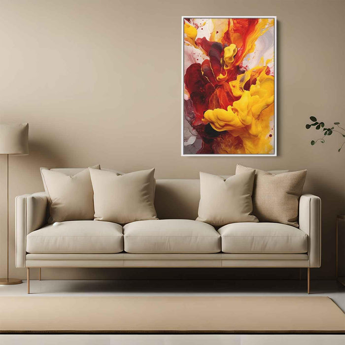 Berry and Canary Abstract Swirls Print - Canvas Art Print by Kanvah