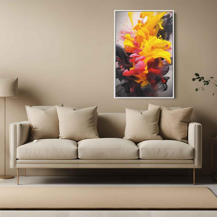 Berry and Canary Abstract Swirls Print - Canvas Art Print by Kanvah