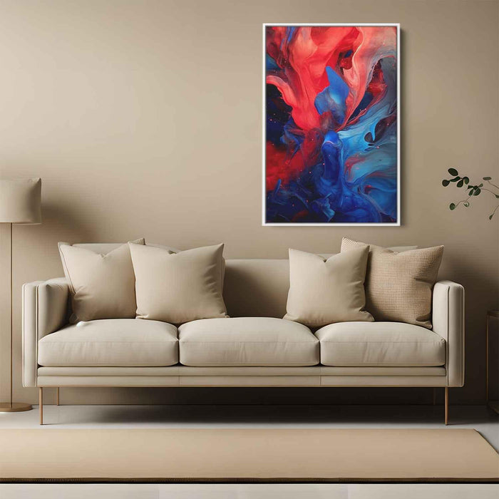 Crimson and Azure Abstract Swirls Print - Canvas Art Print by Kanvah