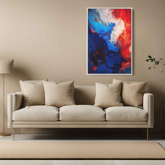 Crimson and Azure Abstract Swirls Print - Canvas Art Print by Kanvah