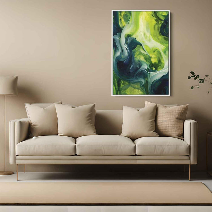 Lime and Sapphire Abstract Swirls Print - Canvas Art Print by Kanvah