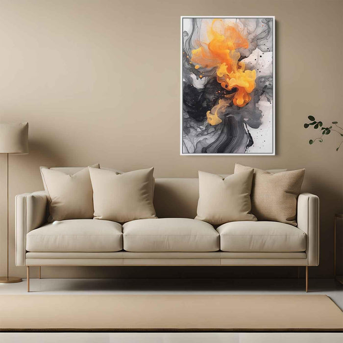 Orange and Black Abstract Swirls Print - Canvas Art Print by Kanvah