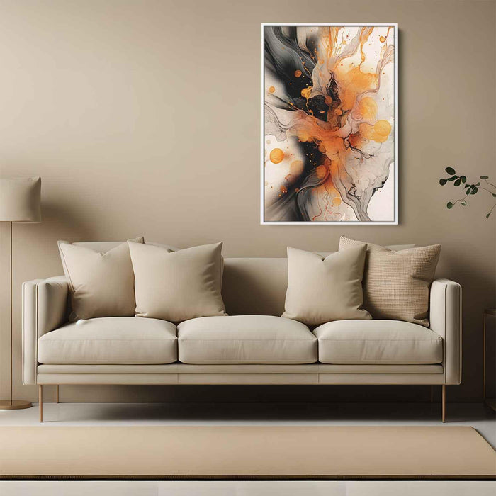 Orange and Black Abstract Swirls Print - Canvas Art Print by Kanvah