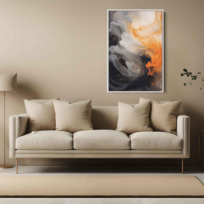 Orange and Black Abstract Swirls Print - Canvas Art Print by Kanvah