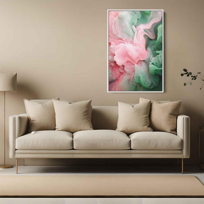 Pink and Emerald Abstract Swirls Print - Canvas Art Print by Kanvah