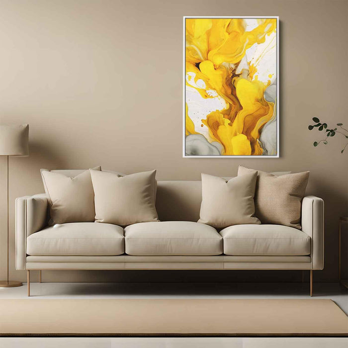 Yellow and White Abstract Swirls Print - Canvas Art Print by Kanvah