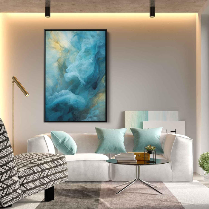 Cerulean and Topaz Abstract Swirls Print - Canvas Art Print by Kanvah