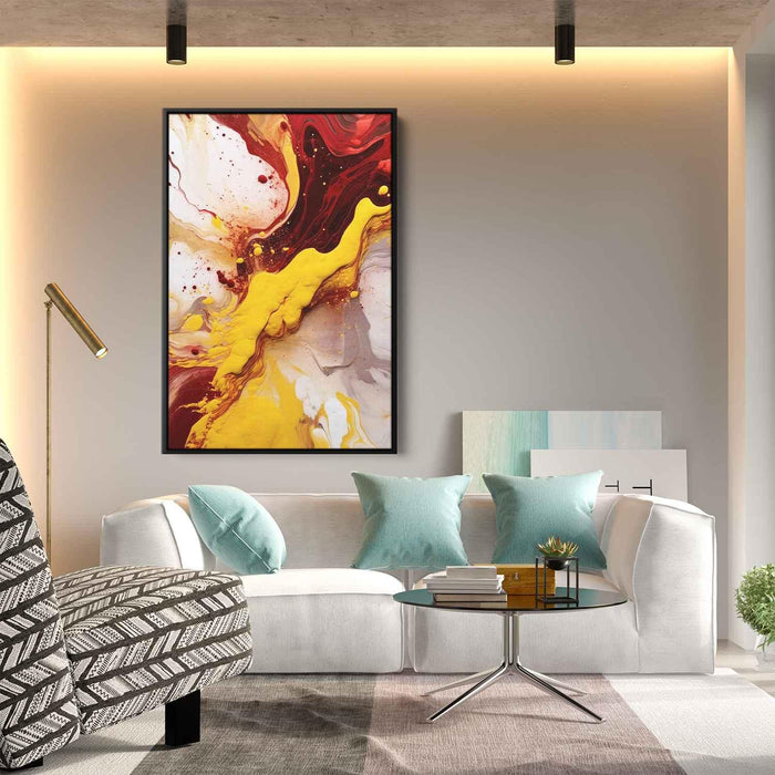 Cherry and Mustard Abstract Swirls Print - Canvas Art Print by Kanvah