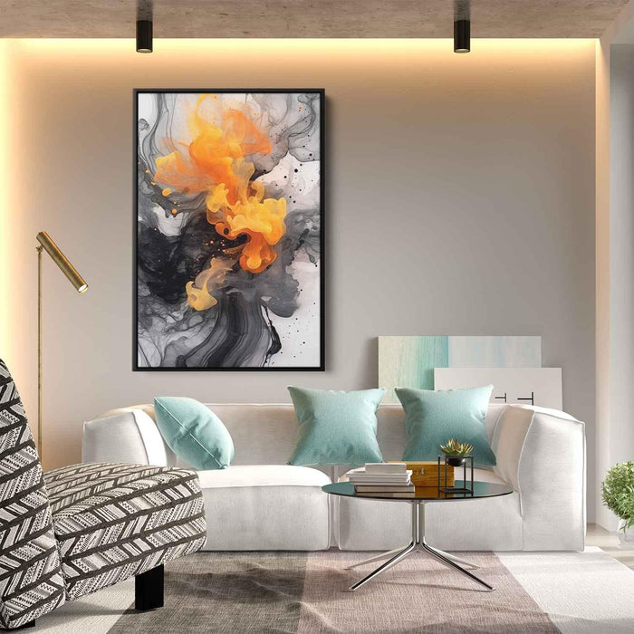 Orange and Black Abstract Swirls Print - Canvas Art Print by Kanvah