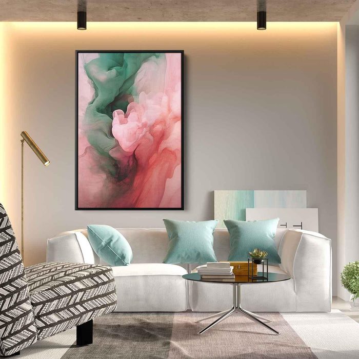 Pink and Emerald Abstract Swirls Print - Canvas Art Print by Kanvah