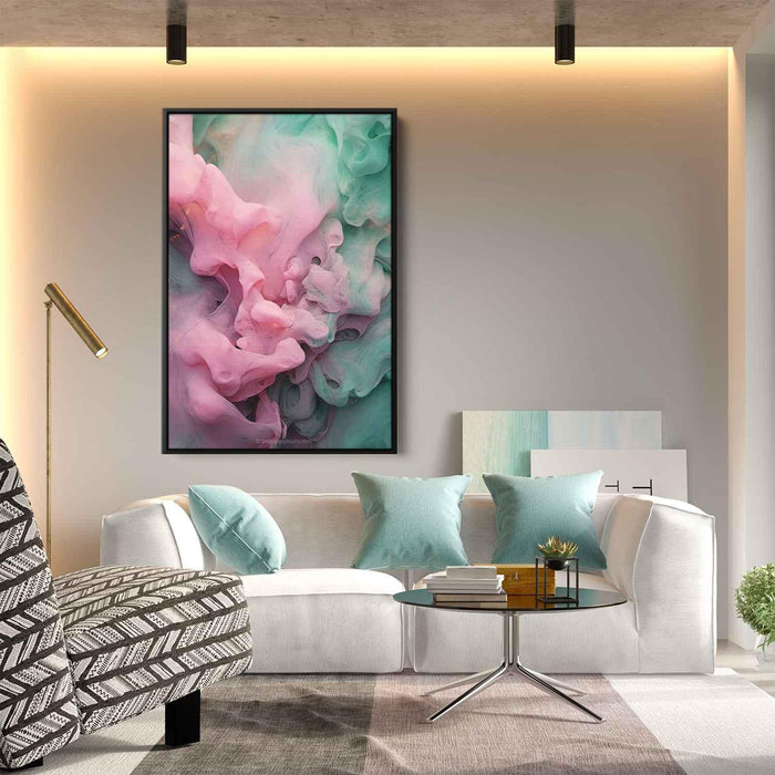 Pink and Emerald Abstract Swirls Print - Canvas Art Print by Kanvah