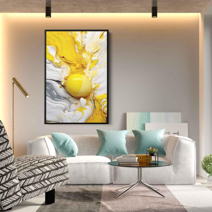 Yellow and White Abstract Swirls Print - Canvas Art Print by Kanvah