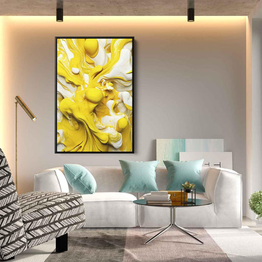 Yellow and White Abstract Swirls Print - Canvas Art Print by Kanvah