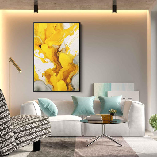 Yellow and White Abstract Swirls Print - Canvas Art Print by Kanvah