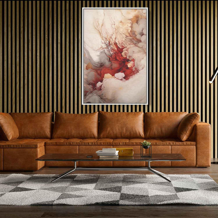 Beige and Ruby Abstract Swirls Print - Canvas Art Print by Kanvah