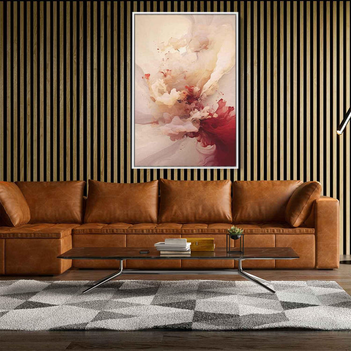 Beige and Ruby Abstract Swirls Print - Canvas Art Print by Kanvah