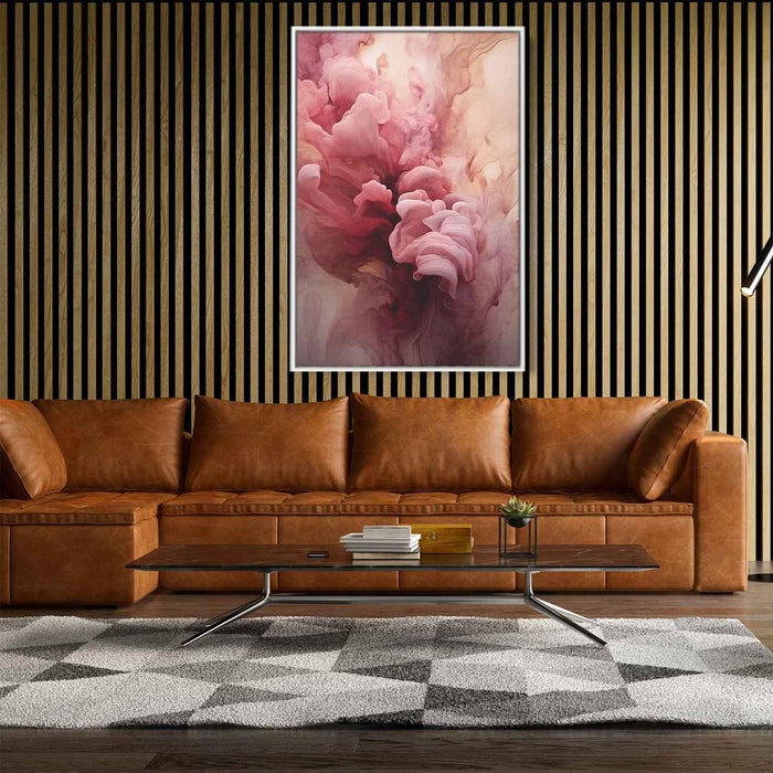 Beige and Ruby Abstract Swirls Print - Canvas Art Print by Kanvah