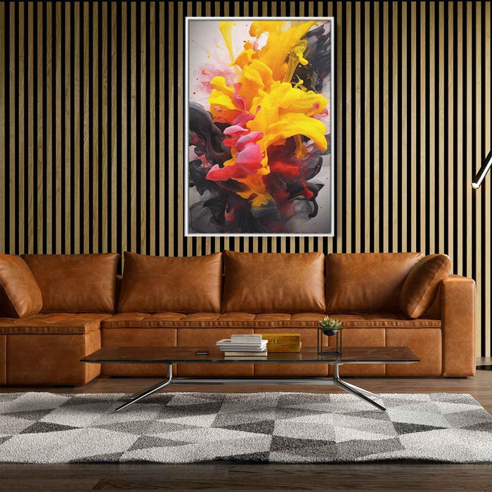 Berry and Canary Abstract Swirls Print - Canvas Art Print by Kanvah