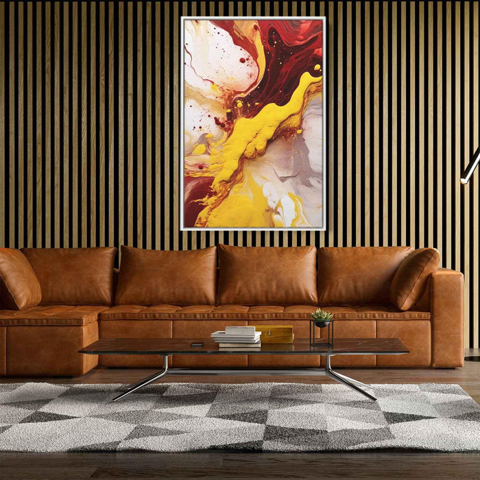 Cherry and Mustard Abstract Swirls Print - Canvas Art Print by Kanvah