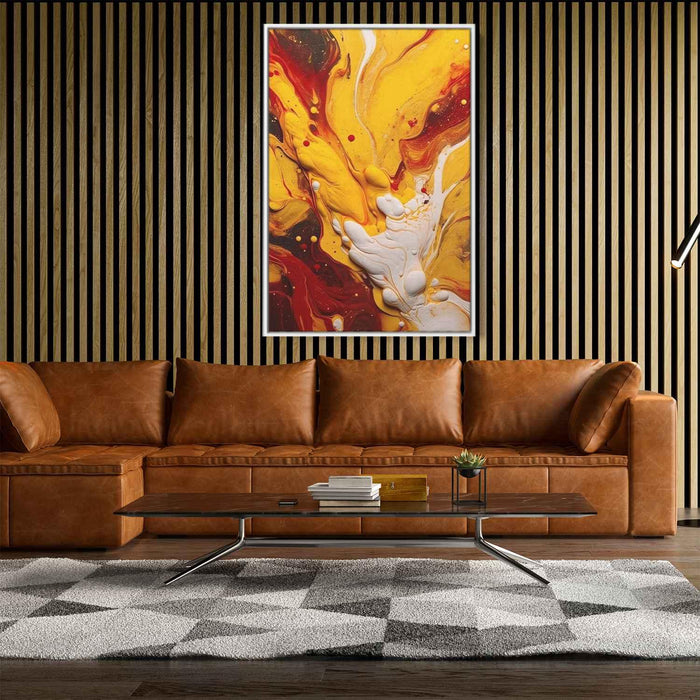 Cherry and Mustard Abstract Swirls Print - Canvas Art Print by Kanvah