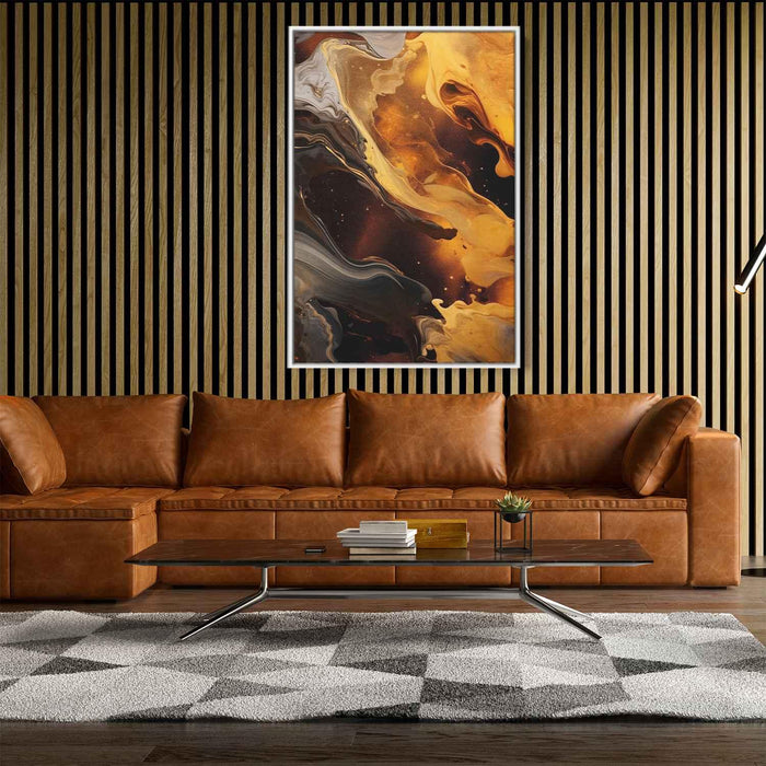 Chocolate and Amber Abstract Swirls Print - Canvas Art Print by Kanvah