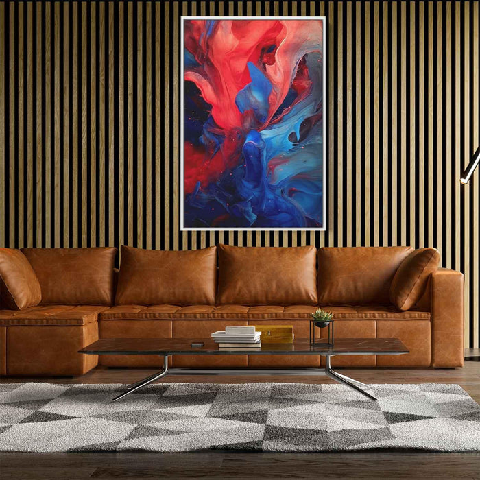 Crimson and Azure Abstract Swirls Print - Canvas Art Print by Kanvah