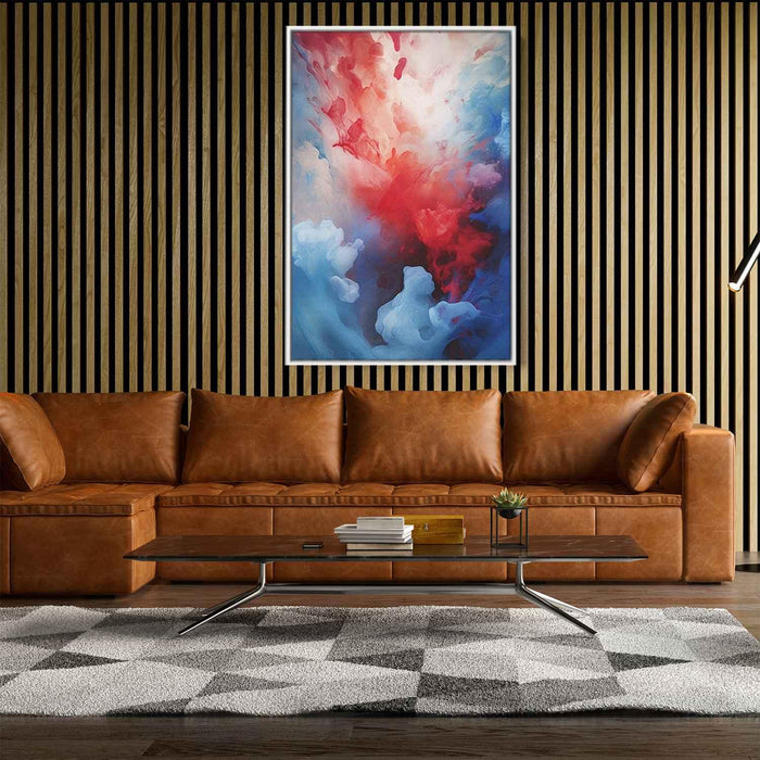 Crimson and Azure Abstract Swirls Print - Canvas Art Print by Kanvah