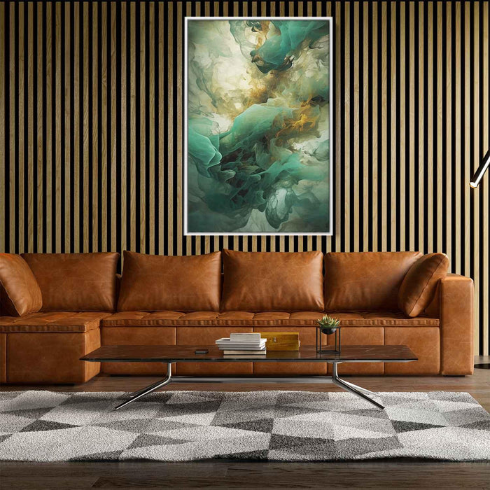 Green and Bronze Abstract Swirls Print - Canvas Art Print by Kanvah