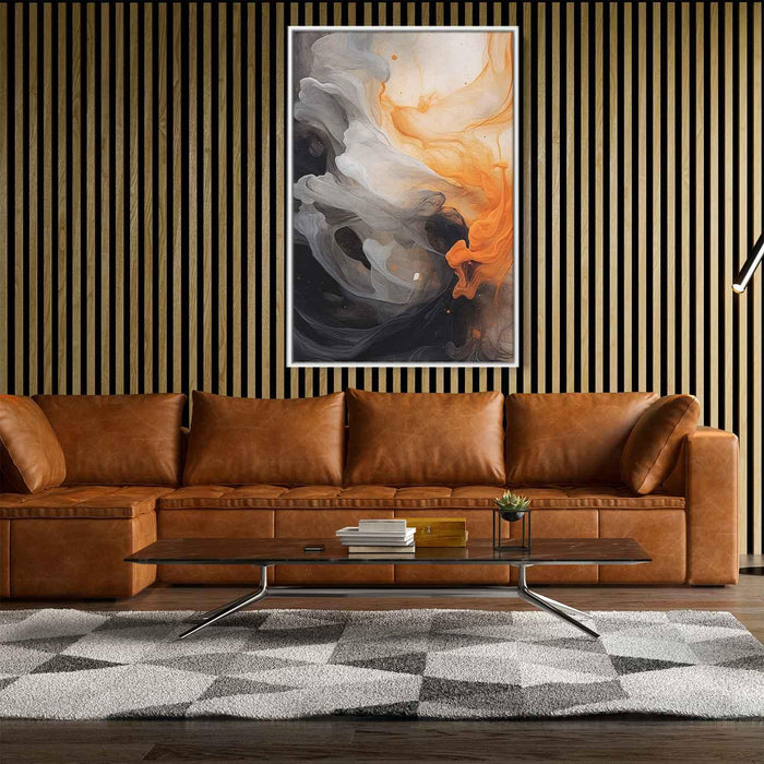 Orange and Black Abstract Swirls Print - Canvas Art Print by Kanvah