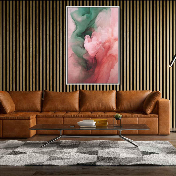 Pink and Emerald Abstract Swirls Print - Canvas Art Print by Kanvah