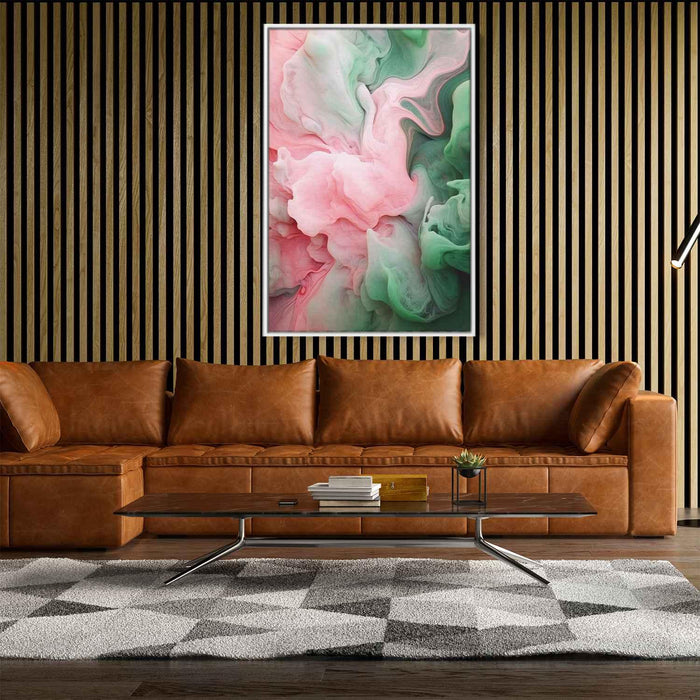 Pink and Emerald Abstract Swirls Print - Canvas Art Print by Kanvah