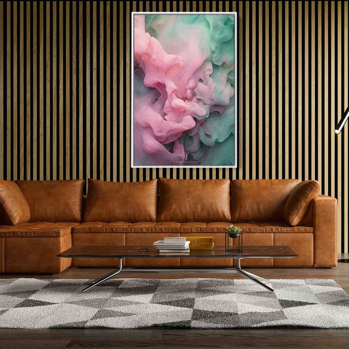 Pink and Emerald Abstract Swirls Print - Canvas Art Print by Kanvah