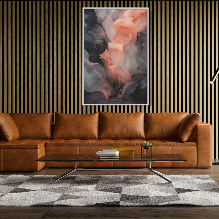 Salmon and Onyx Abstract Swirls Print - Canvas Art Print by Kanvah