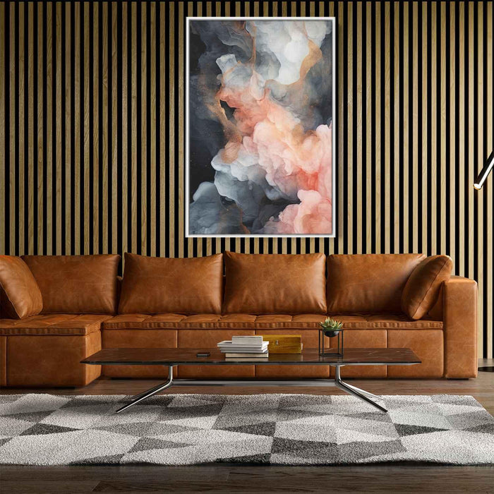 Salmon and Onyx Abstract Swirls Print - Canvas Art Print by Kanvah