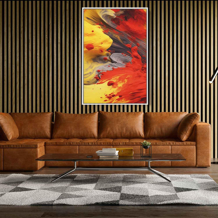 Scarlet and Maize Abstract Swirls Print - Canvas Art Print by Kanvah