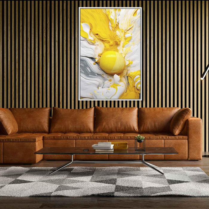 Yellow and White Abstract Swirls Print - Canvas Art Print by Kanvah