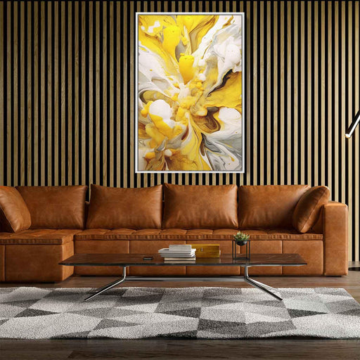 Yellow and White Abstract Swirls Print - Canvas Art Print by Kanvah