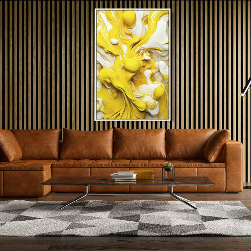 Yellow and White Abstract Swirls Print - Canvas Art Print by Kanvah