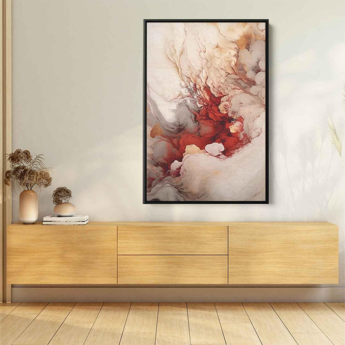 Beige and Ruby Abstract Swirls Print - Canvas Art Print by Kanvah