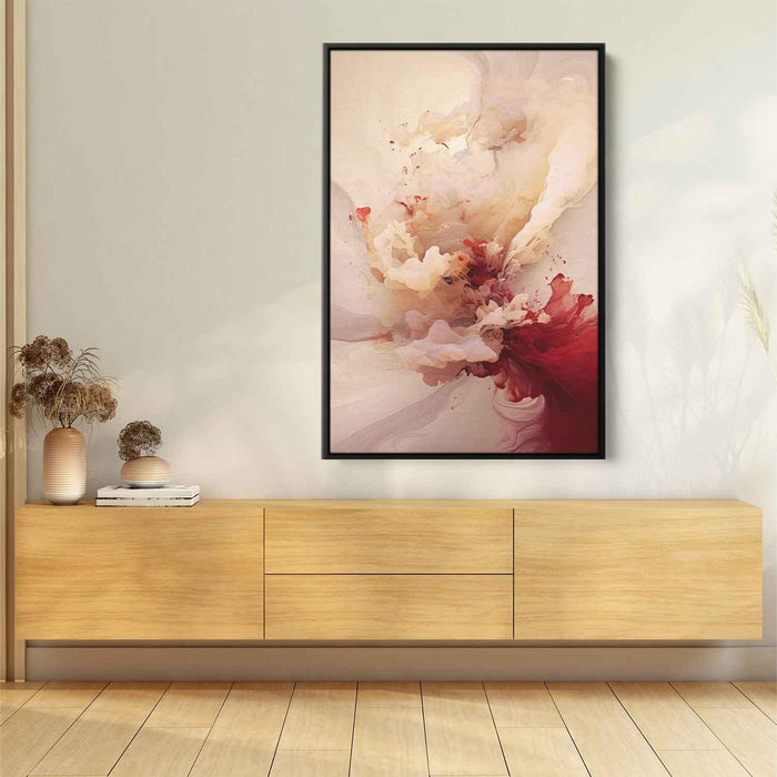 Beige and Ruby Abstract Swirls Print - Canvas Art Print by Kanvah