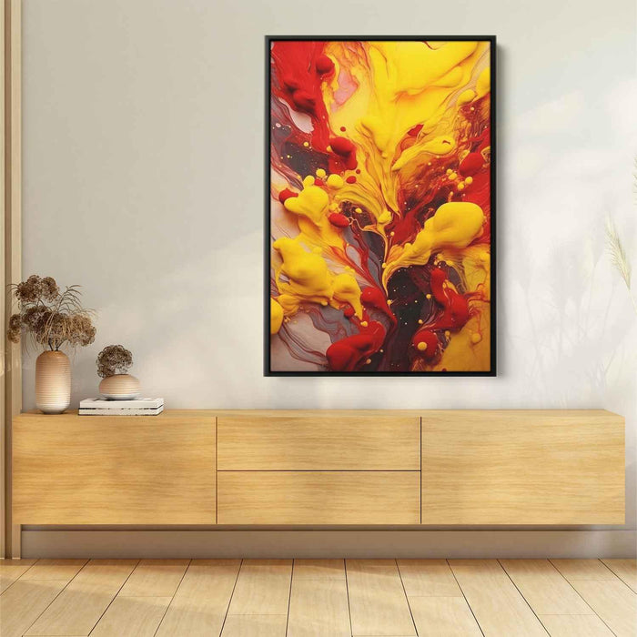 Berry and Canary Abstract Swirls Print - Canvas Art Print by Kanvah