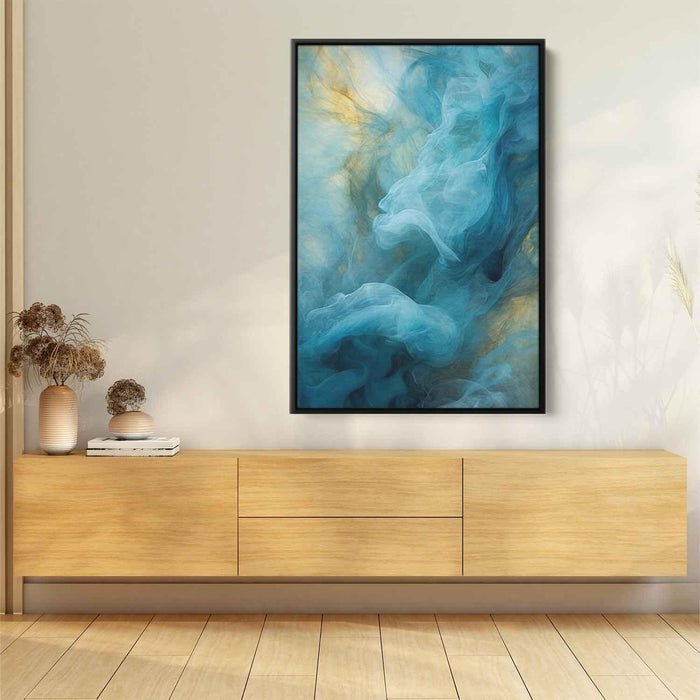 Cerulean and Topaz Abstract Swirls Print - Canvas Art Print by Kanvah