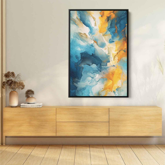 Cerulean and Topaz Abstract Swirls Print - Canvas Art Print by Kanvah