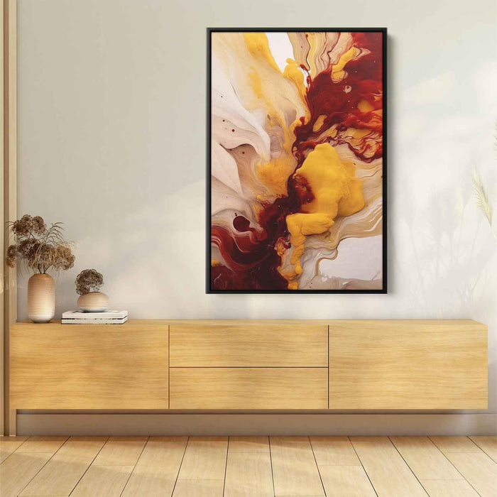 Cherry and Mustard Abstract Swirls Print - Canvas Art Print by Kanvah