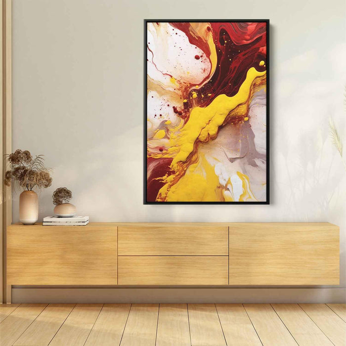 Cherry and Mustard Abstract Swirls Print - Canvas Art Print by Kanvah