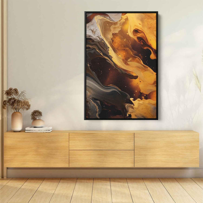 Chocolate and Amber Abstract Swirls Print - Canvas Art Print by Kanvah