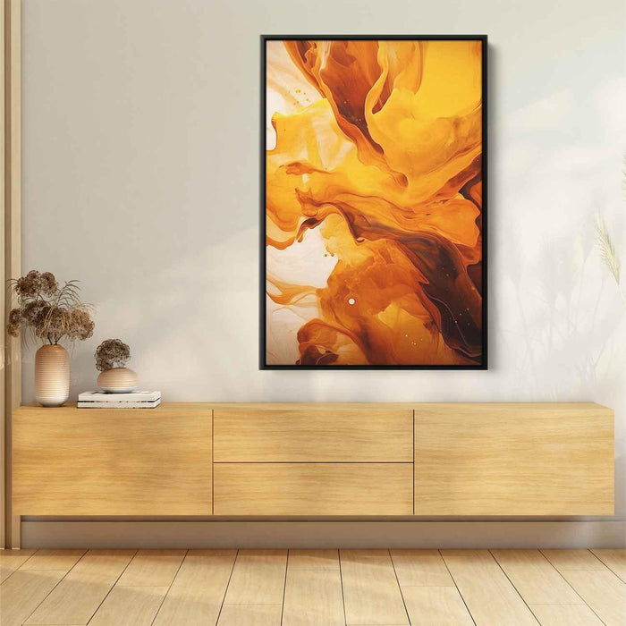 Chocolate and Amber Abstract Swirls Print - Canvas Art Print by Kanvah