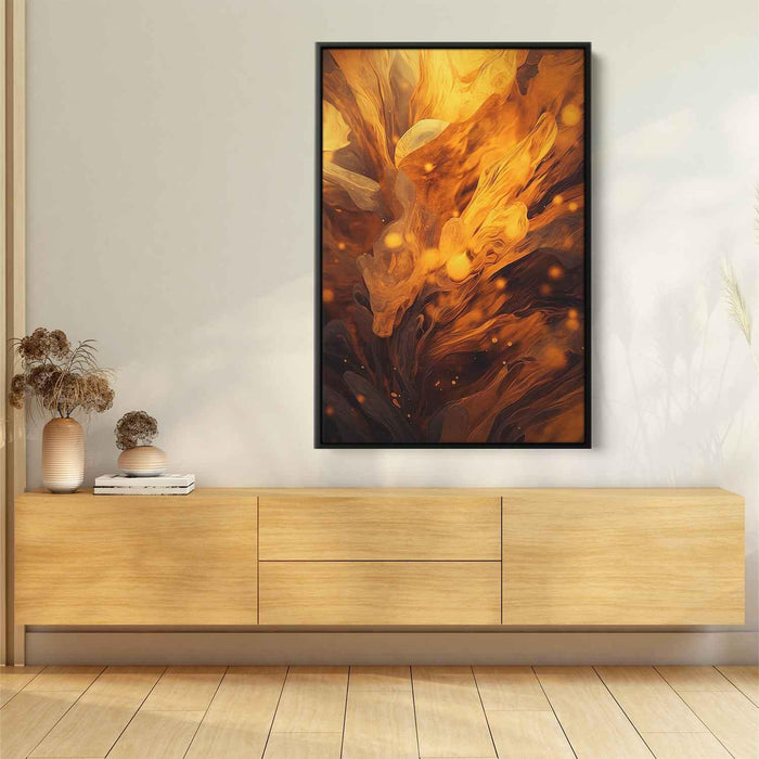 Chocolate and Amber Abstract Swirls Print - Canvas Art Print by Kanvah